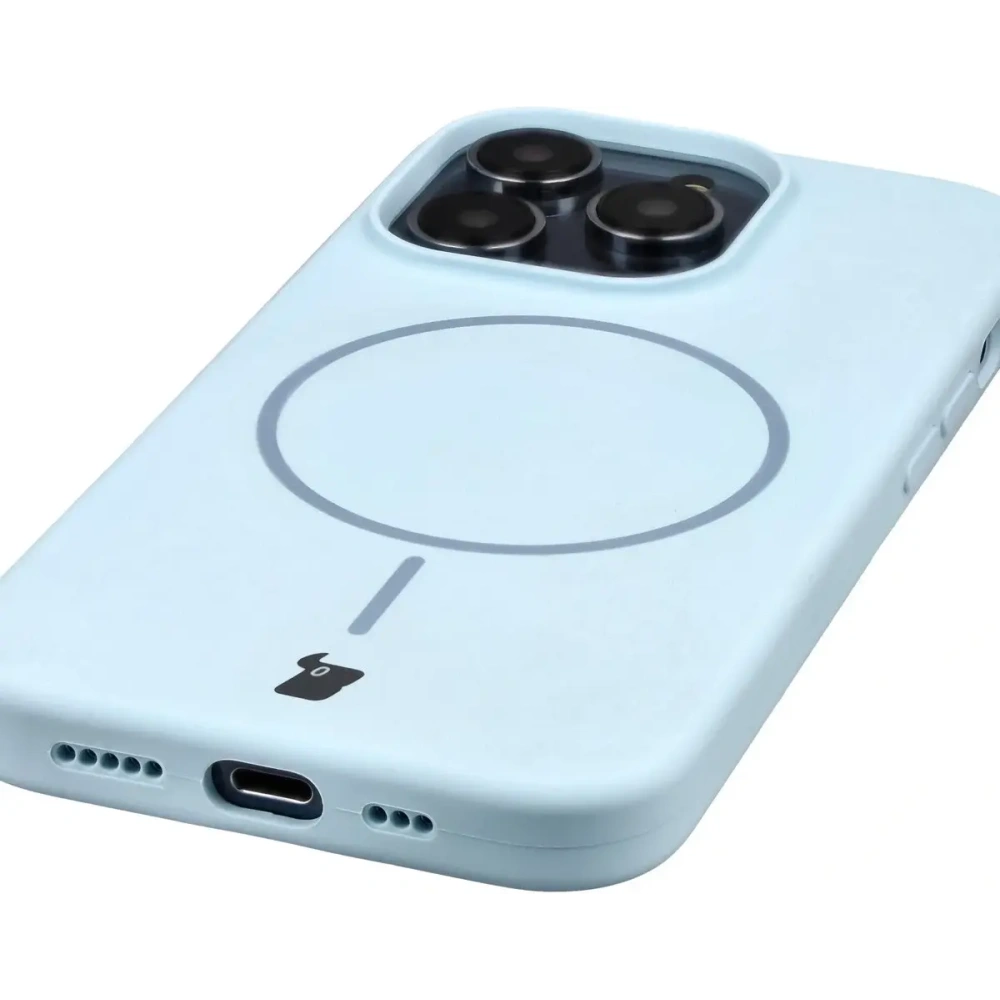Silikonowe etui z pierścieniem magnetycznym Bizon Soft Case Magnetic do Apple iPhone 14 Pro błękitne