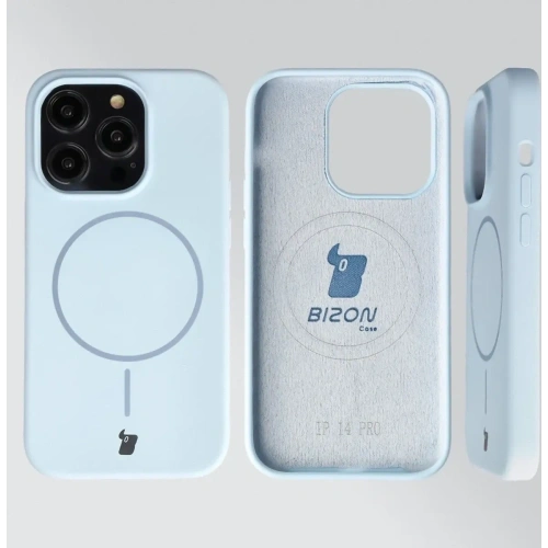 Silikonowe etui z pierścieniem magnetycznym Bizon Soft Case Magnetic do Apple iPhone 14 Pro błękitne