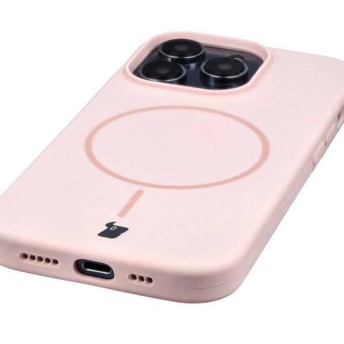 Silikonowe etui z pierścieniem magnetycznym Bizon Soft Case Magnetic do Apple iPhone 14 Pro jasnoróżowe