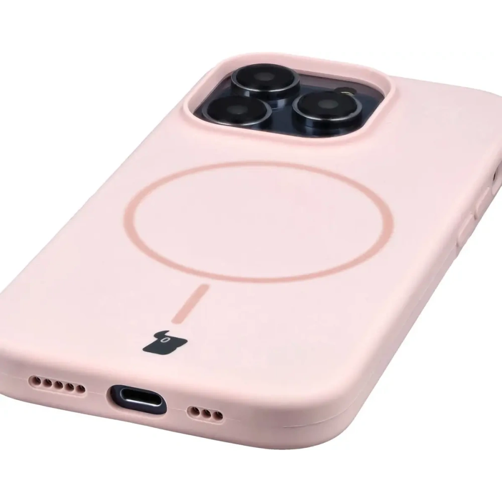 Silikonowe etui z pierścieniem magnetycznym Bizon Soft Case Magnetic do Apple iPhone 14 Pro jasnoróżowe