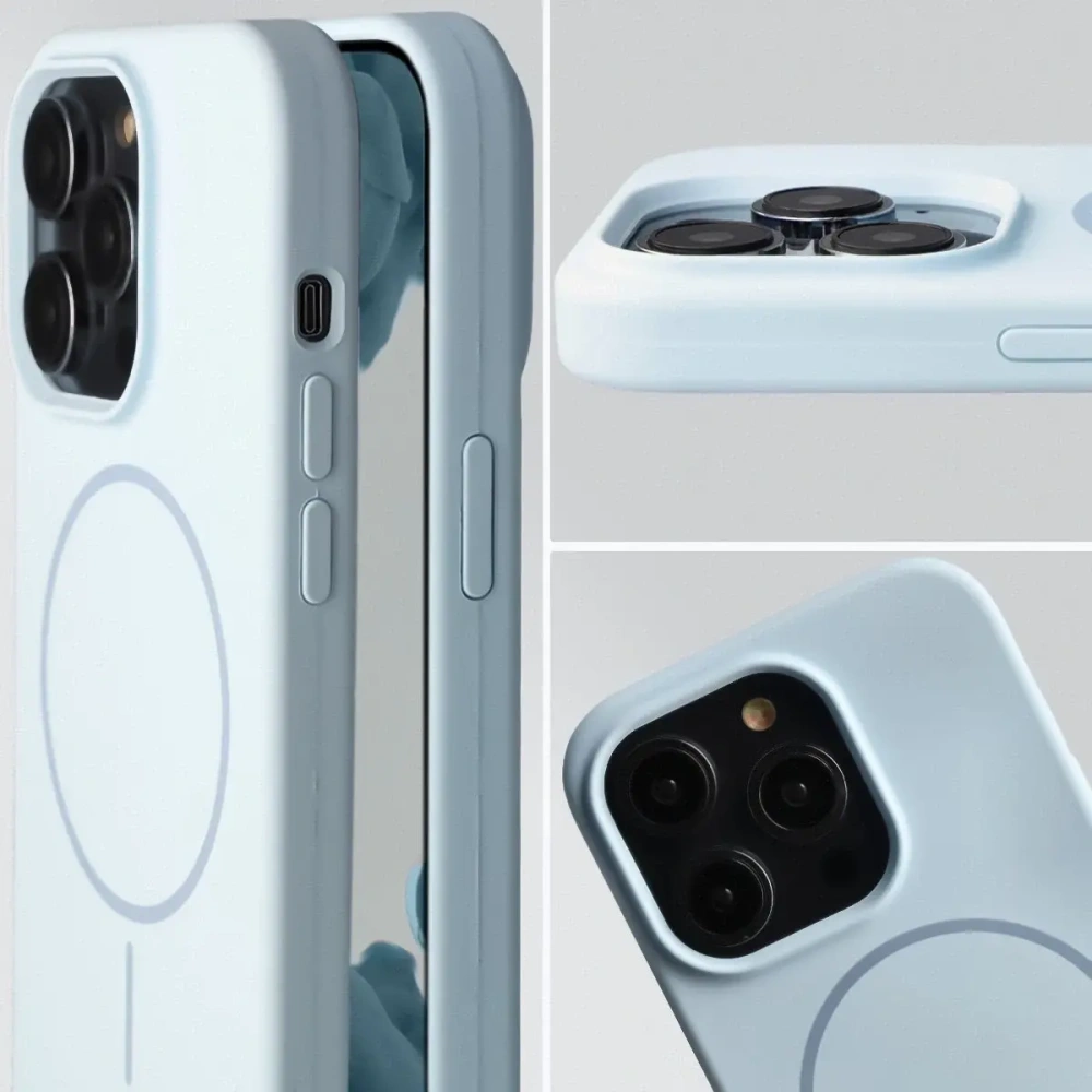 Silikonowe etui z pierścieniem magnetycznym Bizon Soft Case Magnetic do Apple iPhone 14 Pro błękitne