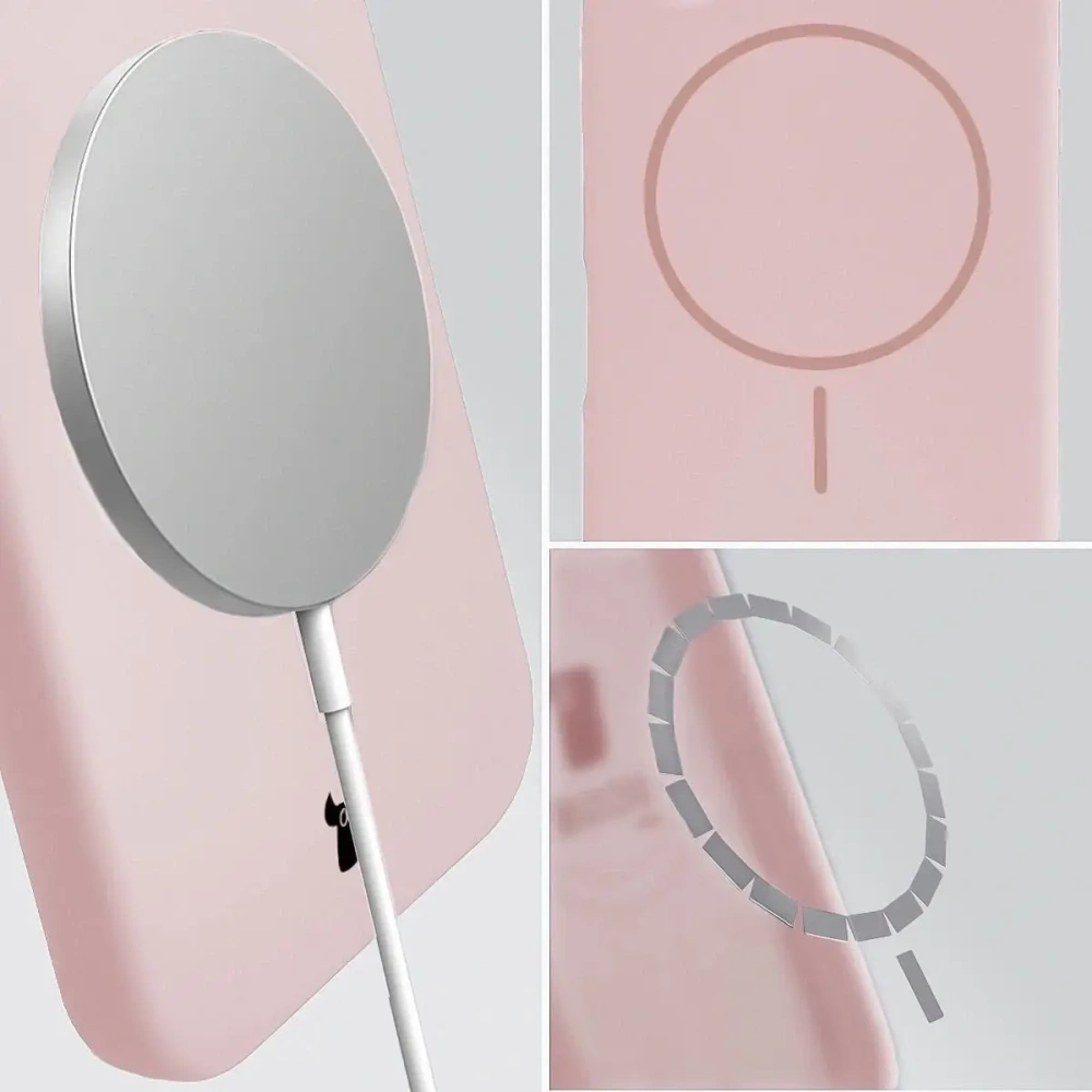 Silikonowe etui z pierścieniem magnetycznym Bizon Soft Case Magnetic do Apple iPhone 14 Pro jasnoróżowe