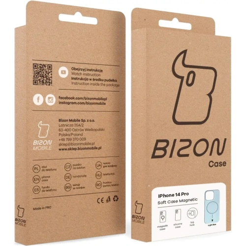 Silikonowe etui z pierścieniem magnetycznym Bizon Soft Case Magnetic do Apple iPhone 14 Pro błękitne