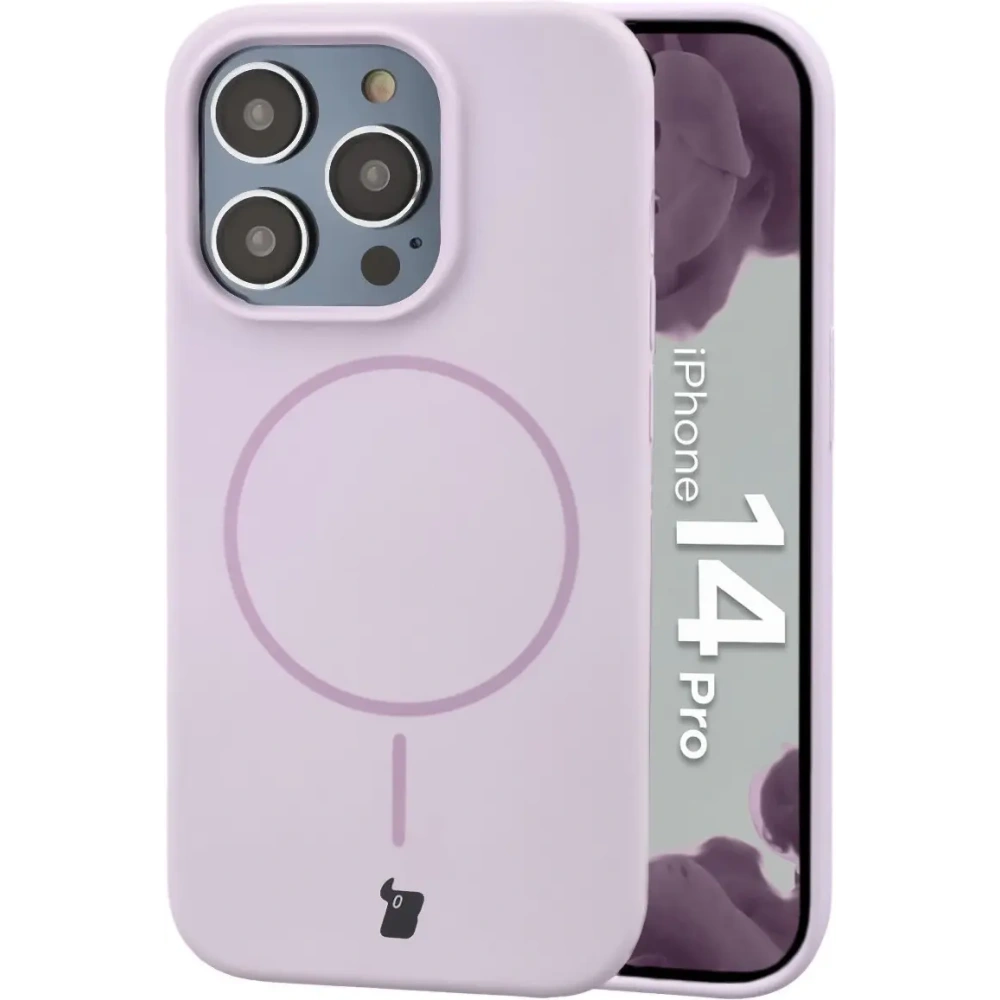 Silikonowe etui z pierścieniem magnetycznym Bizon Soft Case Magnetic do Apple iPhone 14 Pro jasnofioletowe