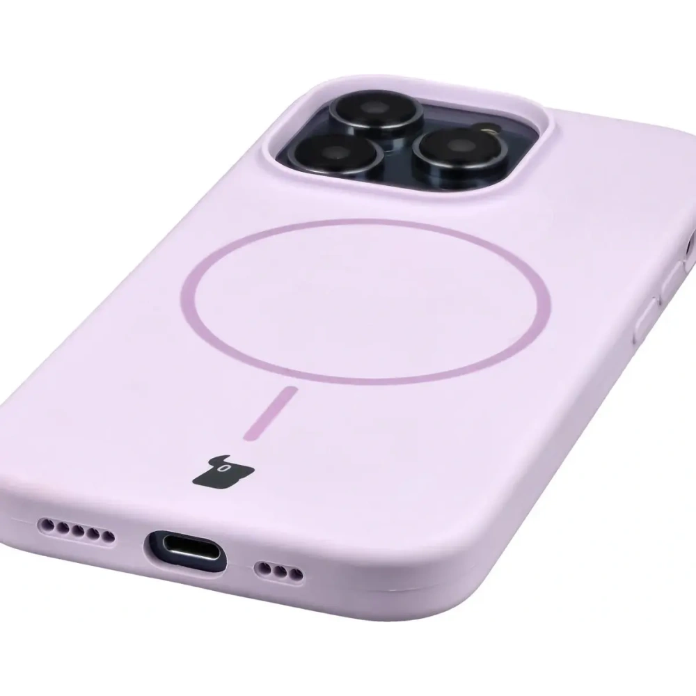 Silikonowe etui z pierścieniem magnetycznym Bizon Soft Case Magnetic do Apple iPhone 14 Pro jasnofioletowe