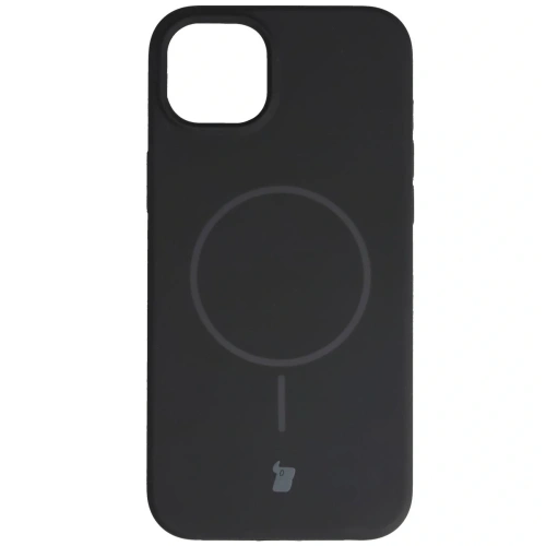 Silikonowe etui z pierścieniem magnetycznym Bizon Soft Case Magnetic do Apple iPhone 15 Plus czarne