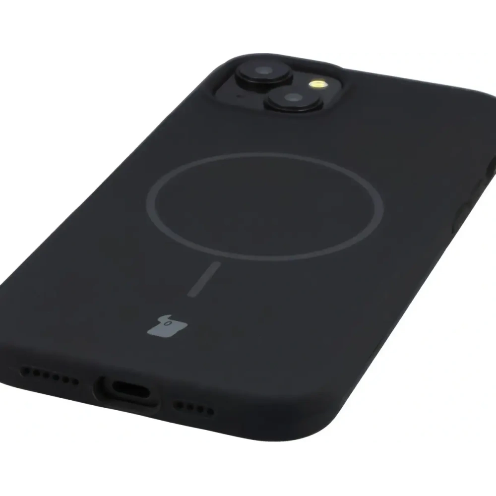 Silikonowe etui z pierścieniem magnetycznym Bizon Soft Case Magnetic do Apple iPhone 15 Plus czarne