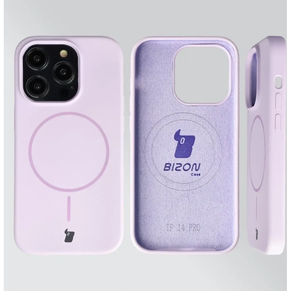 Silikonowe etui z pierścieniem magnetycznym Bizon Soft Case Magnetic do Apple iPhone 14 Pro jasnofioletowe