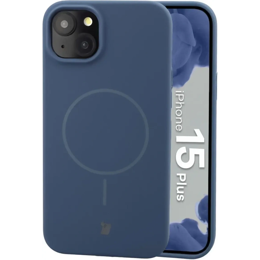Silikonowe etui z pierścieniem magnetycznym Bizon Soft Case Magnetic do Apple iPhone 15 Plus granatowe