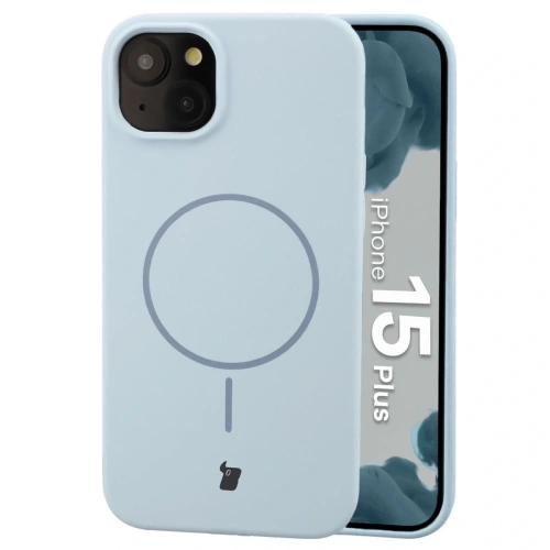 Silikonowe etui z pierścieniem magnetycznym Bizon Soft Case Magnetic do Apple iPhone 15 Plus błękitne