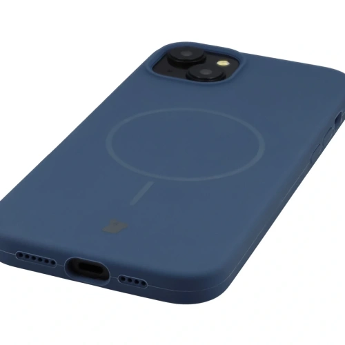 Silikonowe etui z pierścieniem magnetycznym Bizon Soft Case Magnetic do Apple iPhone 15 Plus granatowe