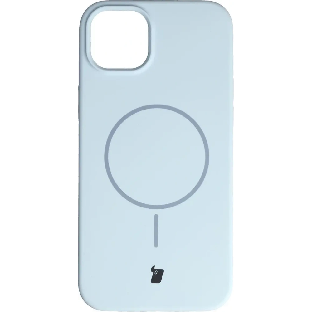 Silikonowe etui z pierścieniem magnetycznym Bizon Soft Case Magnetic do Apple iPhone 15 Plus błękitne