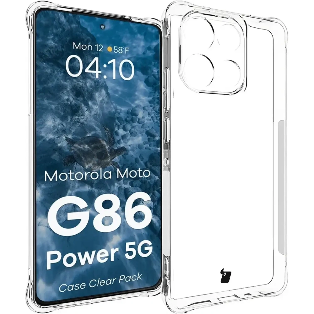 Elastyczne etui + 2x folia na ekran Bizon Case Clear Pack do Motorola Moto G86 Power 5G