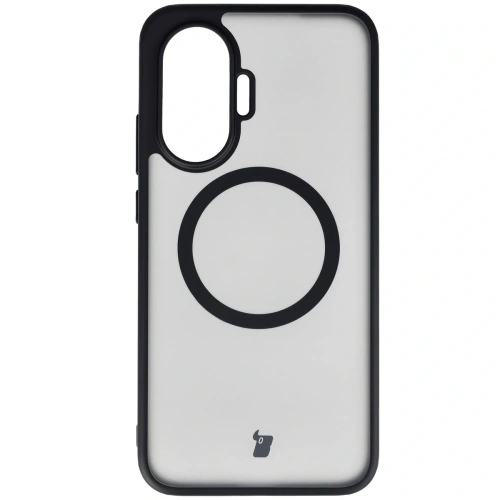 Etui z pierścieniem magnetycznym Bizon Case MatteO do Xiaomi POCO F7 przydymione-czarne