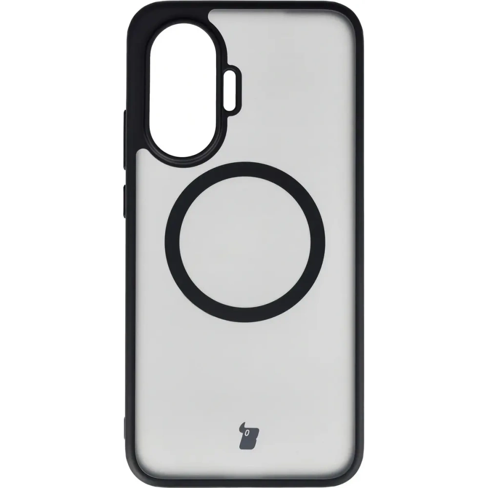 Etui z pierścieniem magnetycznym Bizon Case MatteO do Xiaomi POCO F7 przydymione-czarne