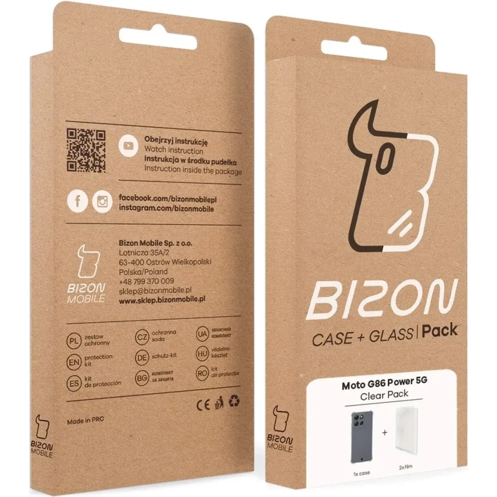 Elastyczne etui + 2x folia na ekran Bizon Case Clear Pack do Motorola Moto G86 Power 5G