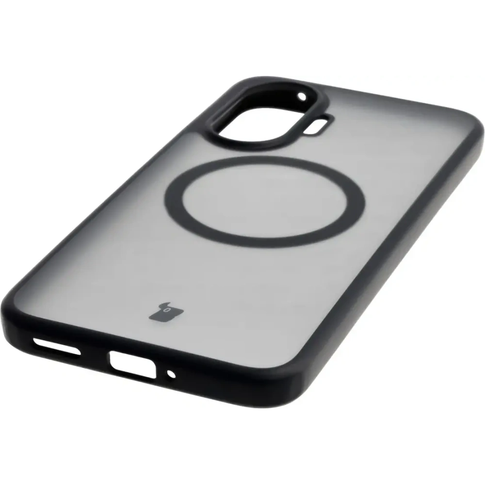 Etui z pierścieniem magnetycznym Bizon Case MatteO do Xiaomi POCO F7 przydymione-czarne