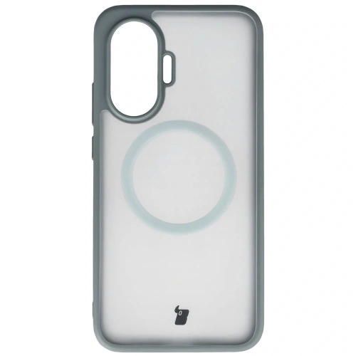Etui z pierścieniem magnetycznym Bizon Case MatteO do Xiaomi POCO F7 przydymione-szare
