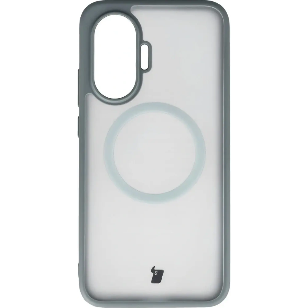 Etui z pierścieniem magnetycznym Bizon Case MatteO do Xiaomi POCO F7 przydymione-szare