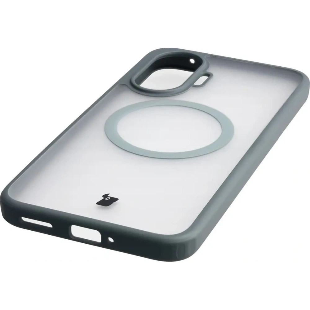 Etui z pierścieniem magnetycznym Bizon Case MatteO do Xiaomi POCO F7 przydymione-szare
