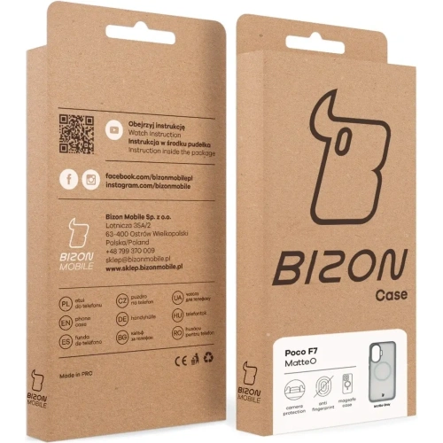 Etui z pierścieniem magnetycznym Bizon Case MatteO do Xiaomi POCO F7 przydymione-szare