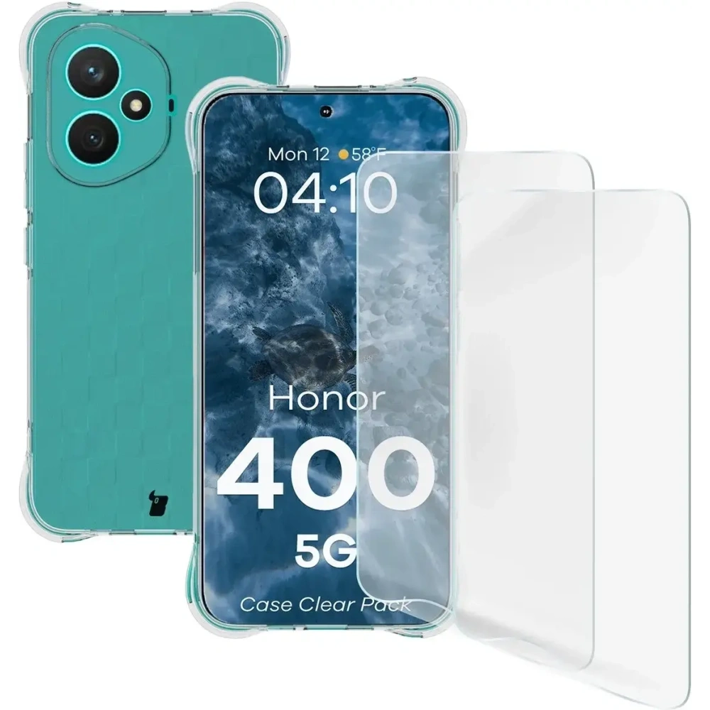 Elastyczne etui + 2x folia na ekran Bizon Case Clear Pack do Honor 400