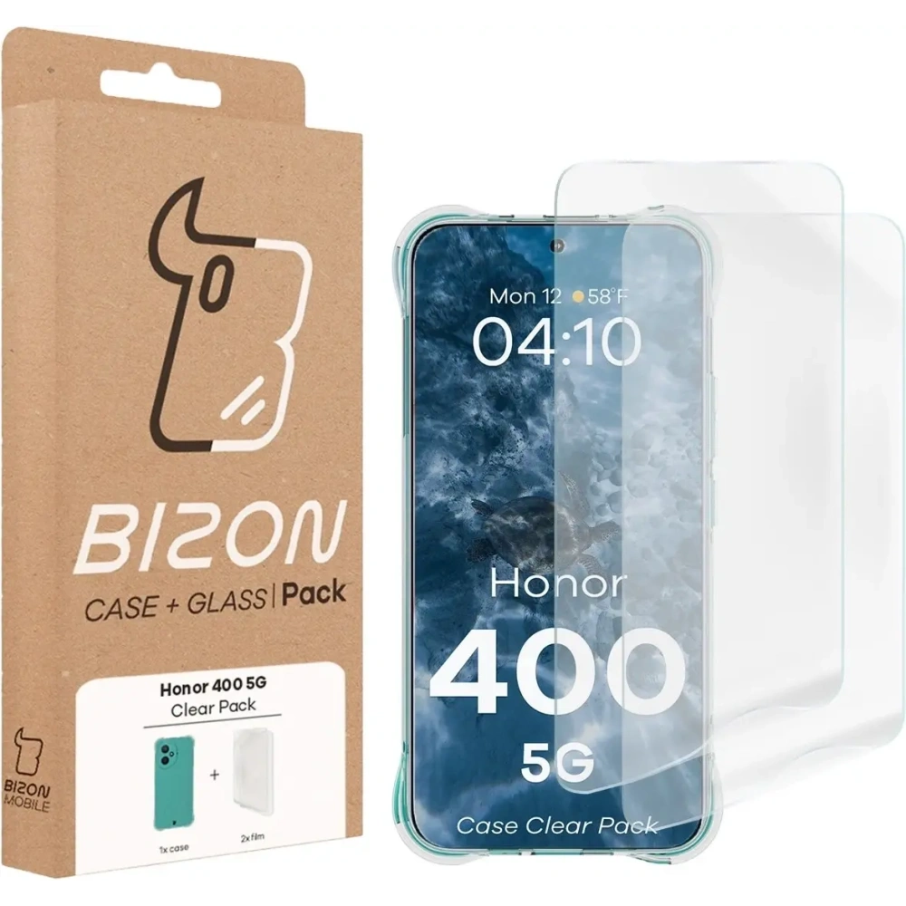 Elastyczne etui + 2x folia na ekran Bizon Case Clear Pack do Honor 400