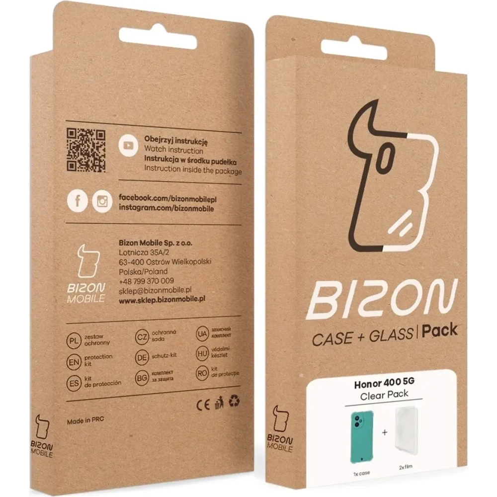 Elastyczne etui + 2x folia na ekran Bizon Case Clear Pack do Honor 400