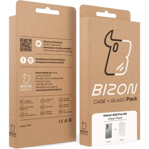 Elastyczne etui + 2x folia na ekran Bizon Case Clear Pack do Honor 400 Pro