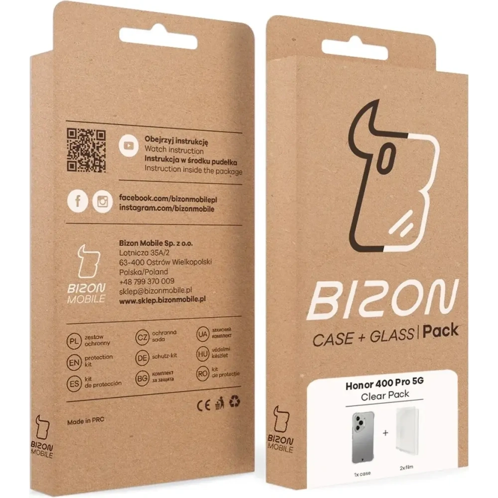 Elastyczne etui + 2x folia na ekran Bizon Case Clear Pack do Honor 400 Pro