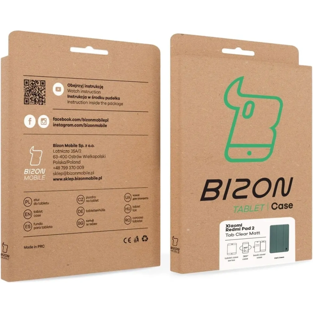 Etui z klapką Bizon Case Tab Clear Matt do Xiaomi Redmi Pad 2 ciemnozielone
