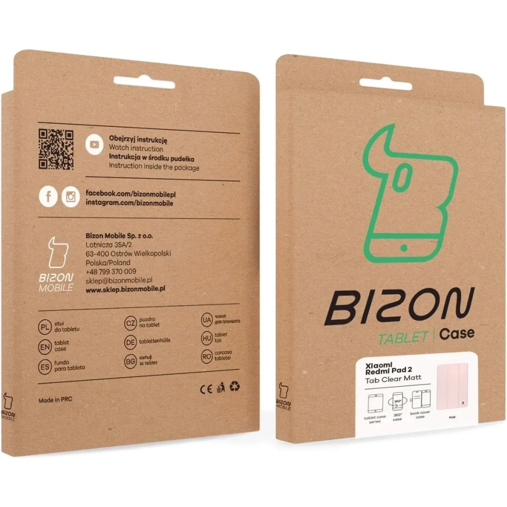 Etui z klapką Bizon Case Tab Clear Matt do Xiaomi Redmi Pad 2 różowe