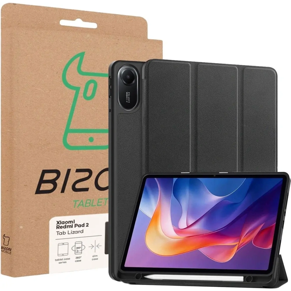 Etui z klapką Bizon Case Tab Lizard do Xiaomi Redmi Pad 2 czarne