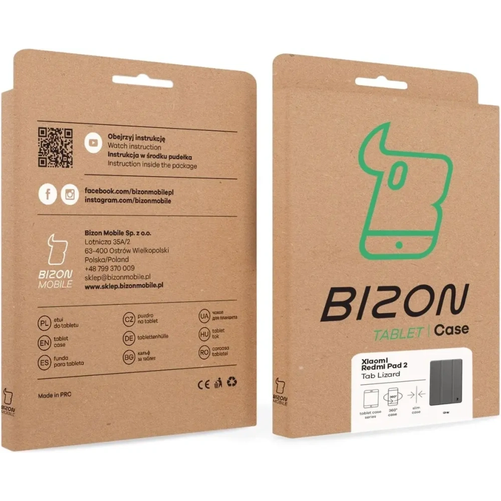 Etui z klapką Bizon Case Tab Lizard do Xiaomi Redmi Pad 2 szare