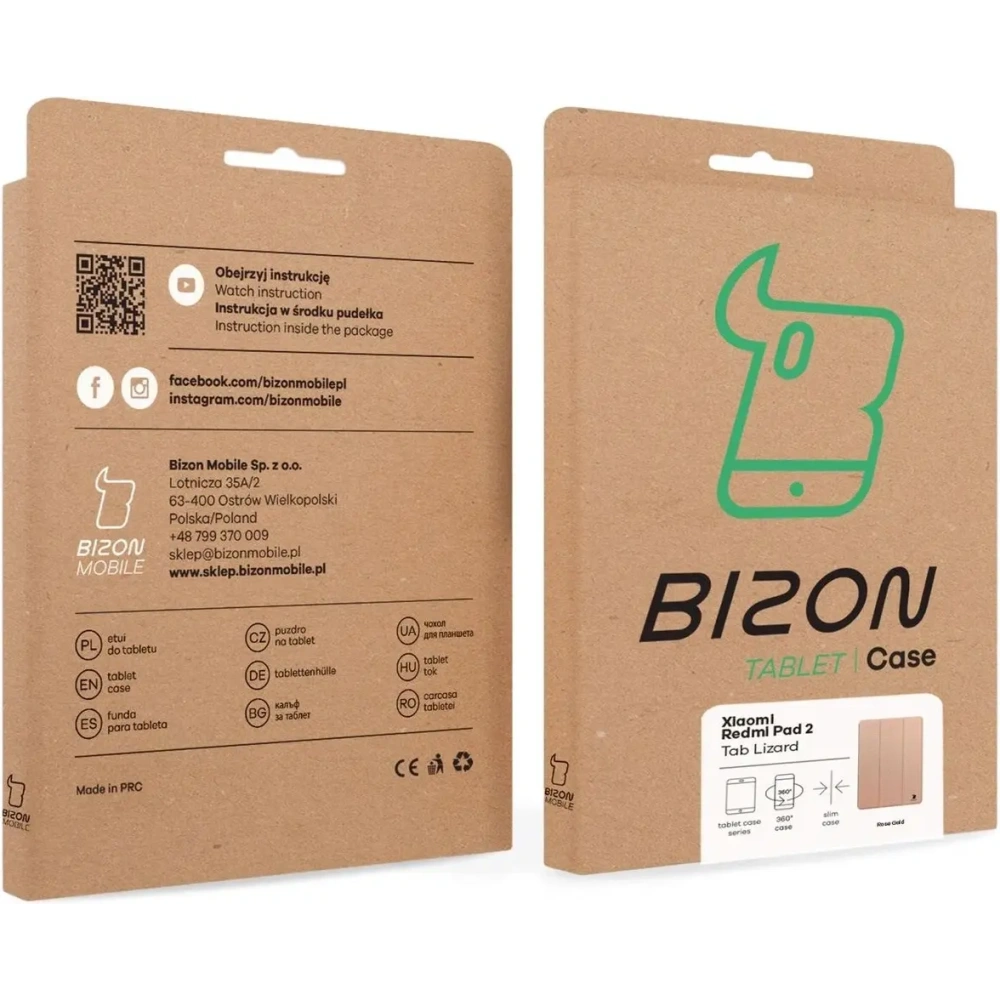 Etui z klapką Bizon Case Tab Lizard do Xiaomi Redmi Pad 2 różowozłote