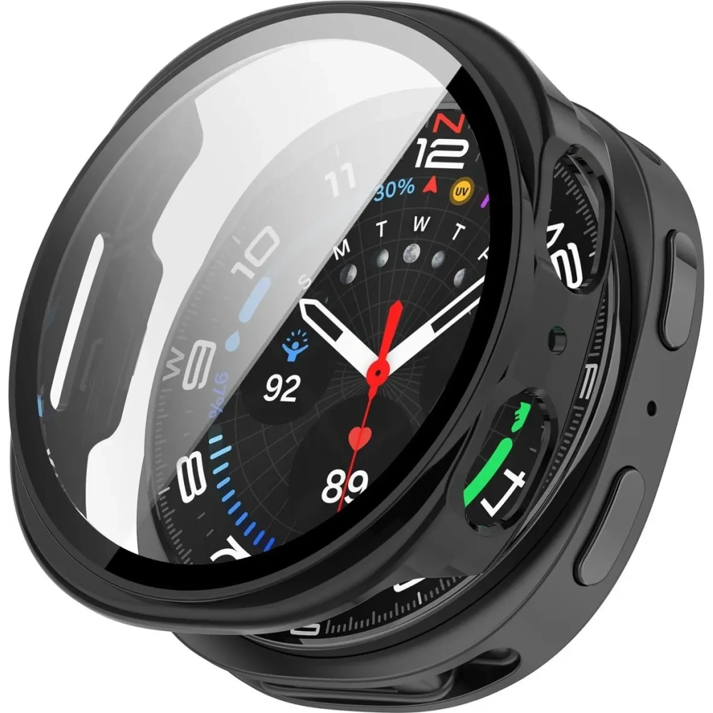 Etui ze szkłem do zegarka Bizon Case+Glass Watch do Samsung Galaxy Watch 8 44mm czarne