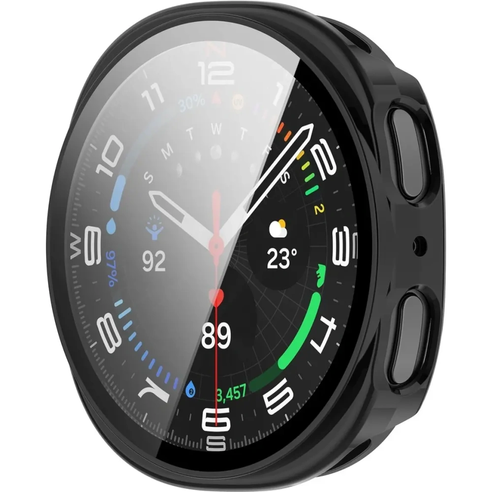 Etui ze szkłem do zegarka Bizon Case+Glass Watch do Samsung Galaxy Watch 8 44mm czarne