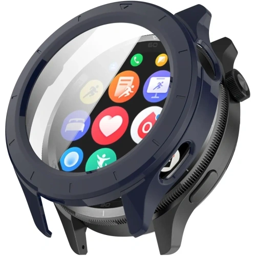 Etui ze szkłem do zegarka Bizon Case+Glass Watch do Xiaomi Watch S4 niebieskie