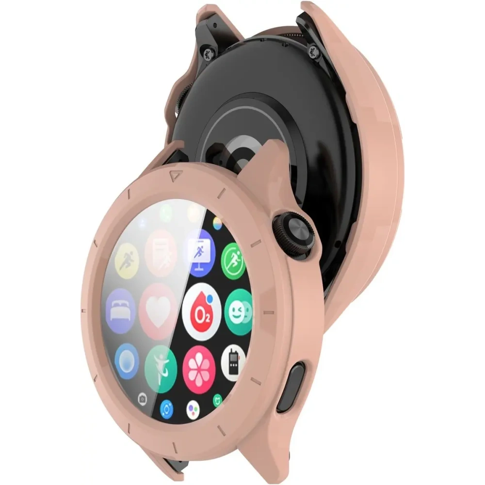 Etui ze szkłem do zegarka Bizon Case+Glass Watch do Xiaomi Watch S4 różowe