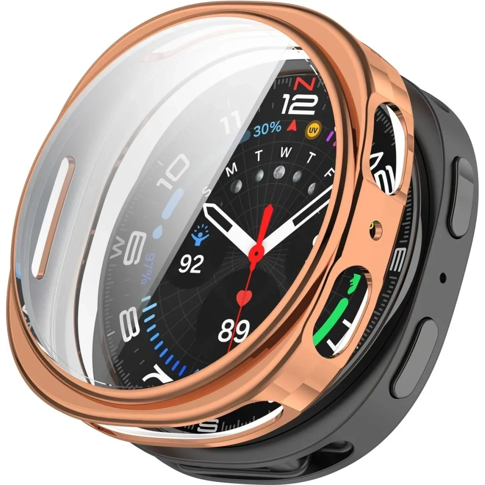 Etui z osłoną ekranu Bizon Case Watch Felipe do Samsung Galaxy Watch 8 44mm różowozłote