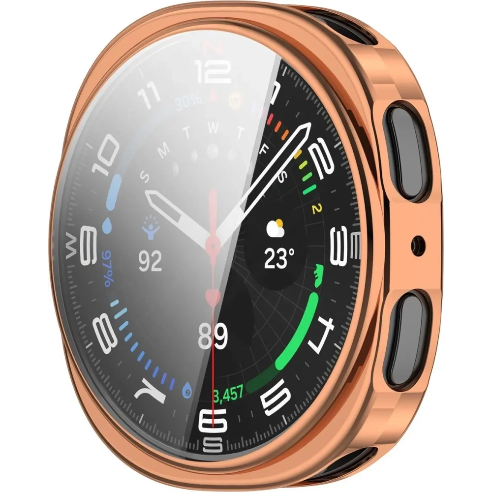 Etui z osłoną ekranu Bizon Case Watch Felipe do Samsung Galaxy Watch 8 44mm różowozłote