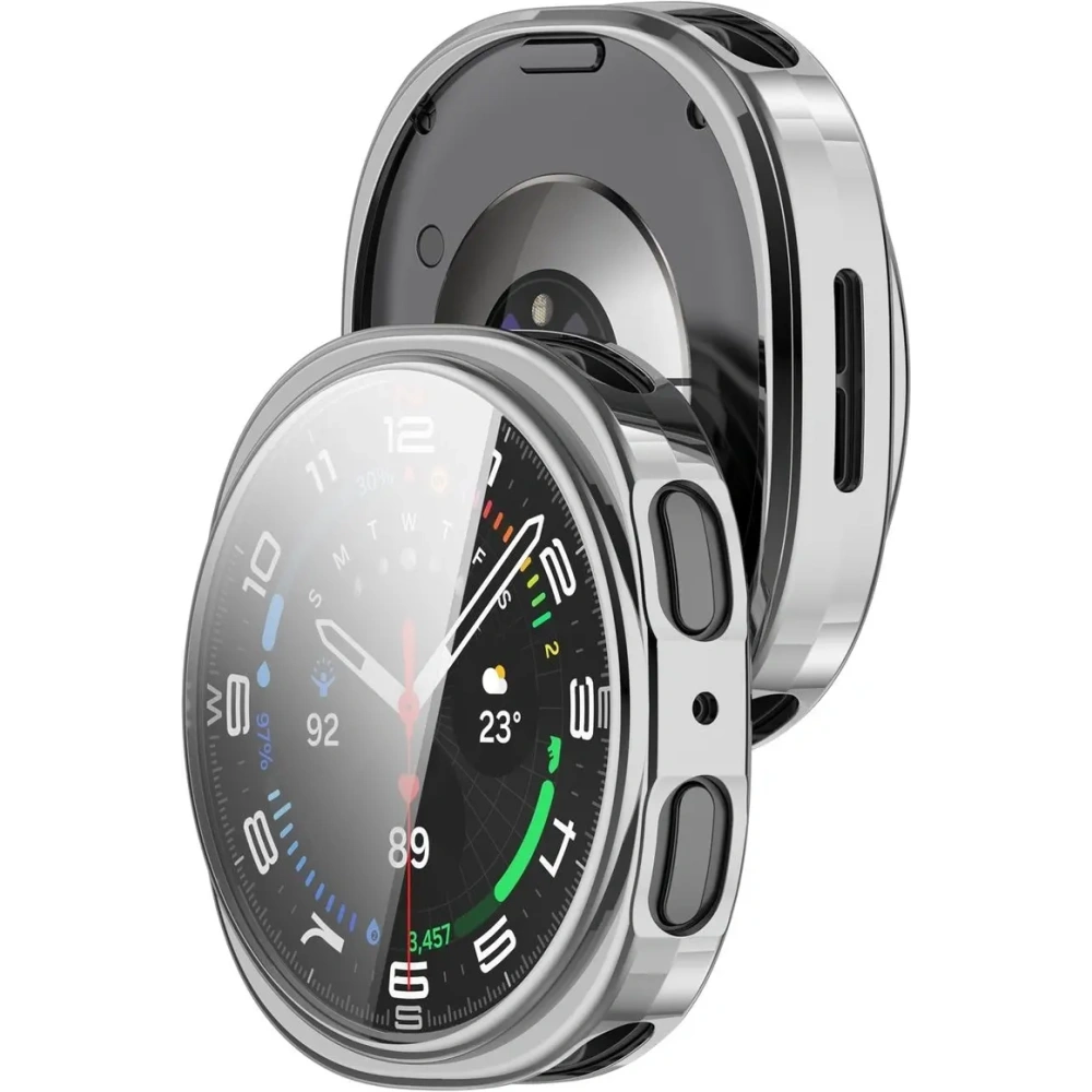 Etui z osłoną ekranu Bizon Case Watch Felipe do Samsung Galaxy Watch 8 44mm srebrne