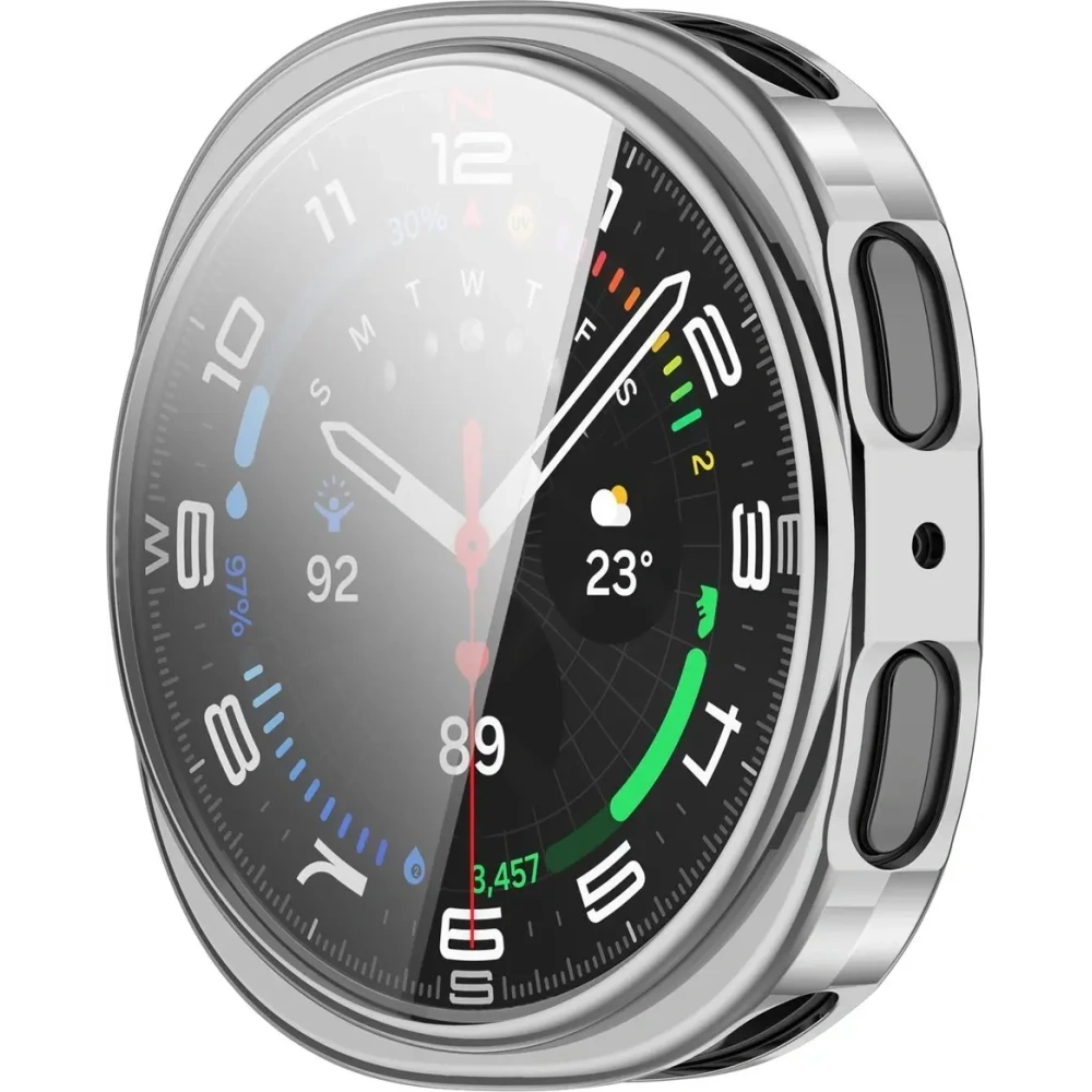 Etui z osłoną ekranu Bizon Case Watch Felipe do Samsung Galaxy Watch 8 44mm srebrne