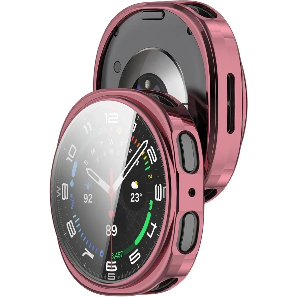 Etui z osłoną ekranu Bizon Case Watch Felipe do Samsung Galaxy Watch 8 44mm różowe