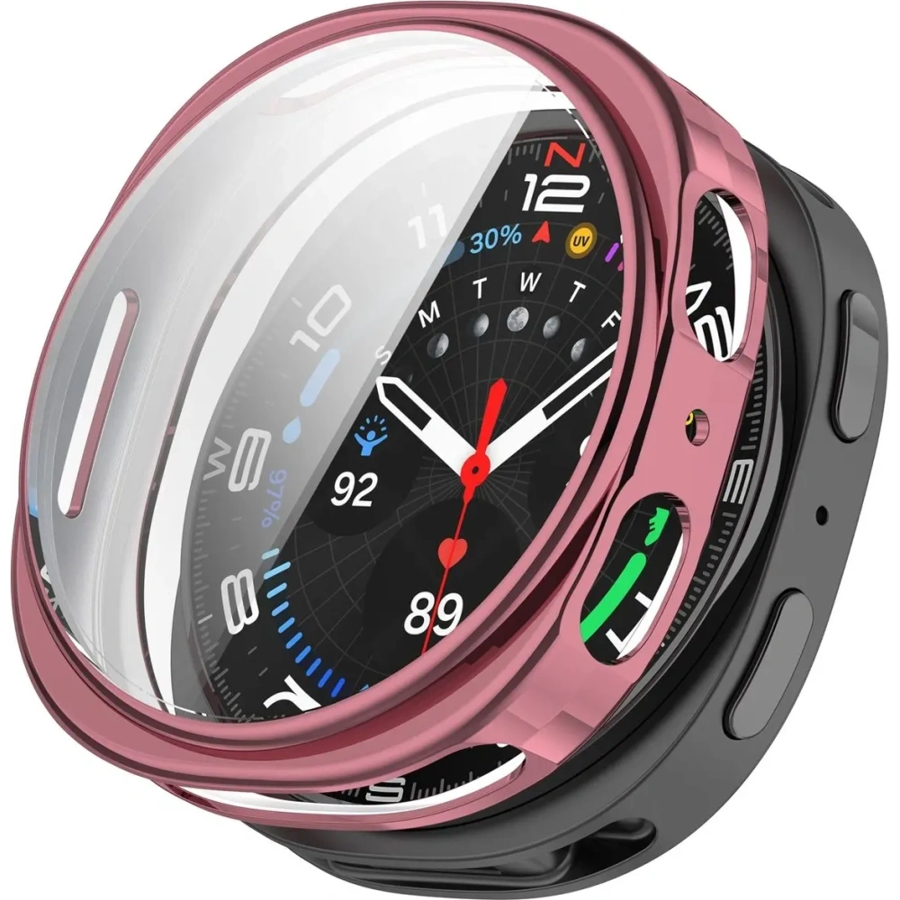 Etui z osłoną ekranu Bizon Case Watch Felipe do Samsung Galaxy Watch 8 44mm różowe