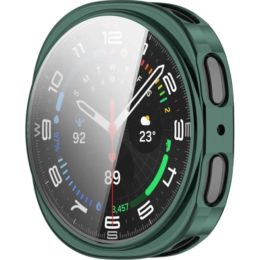 Etui z osłoną ekranu Bizon Case Watch Felipe do Samsung Galaxy Watch 8 44mm zielone