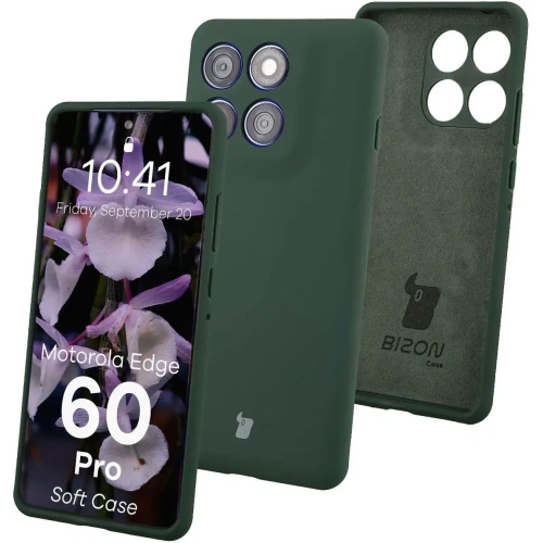 Silikonowe etui Bizon Soft Case do Motorola Edge 60 Pro ciemnozielone