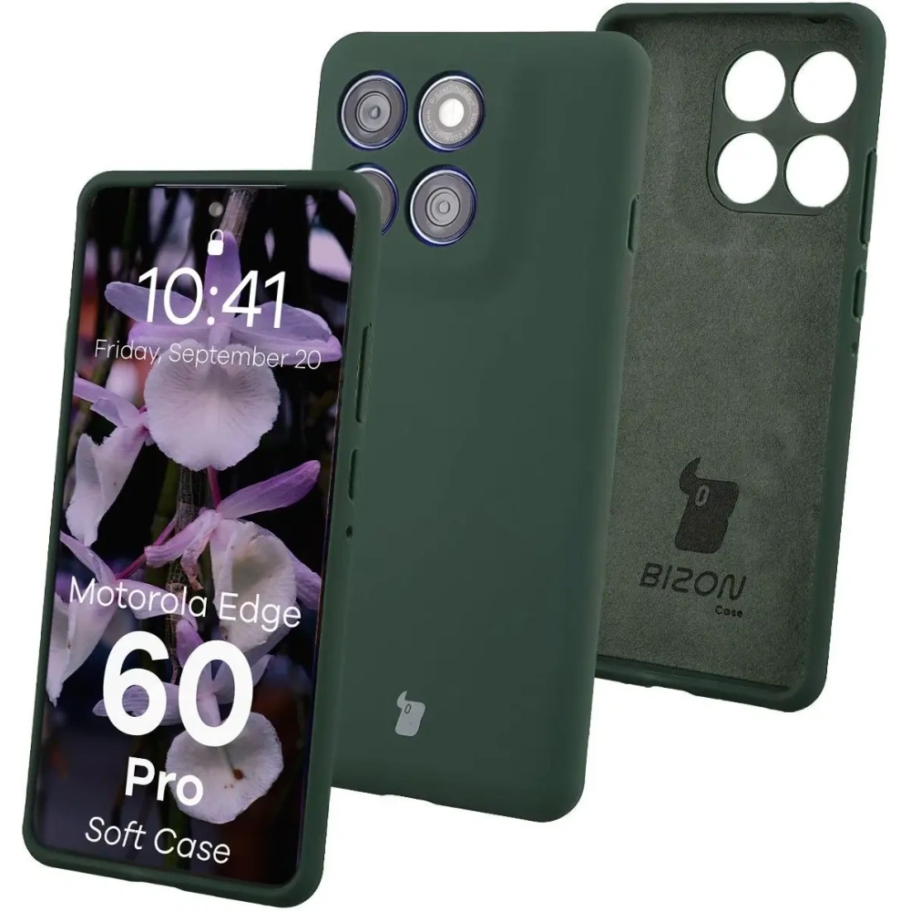 Silikonowe etui Bizon Soft Case do Motorola Edge 60 Pro ciemnozielone