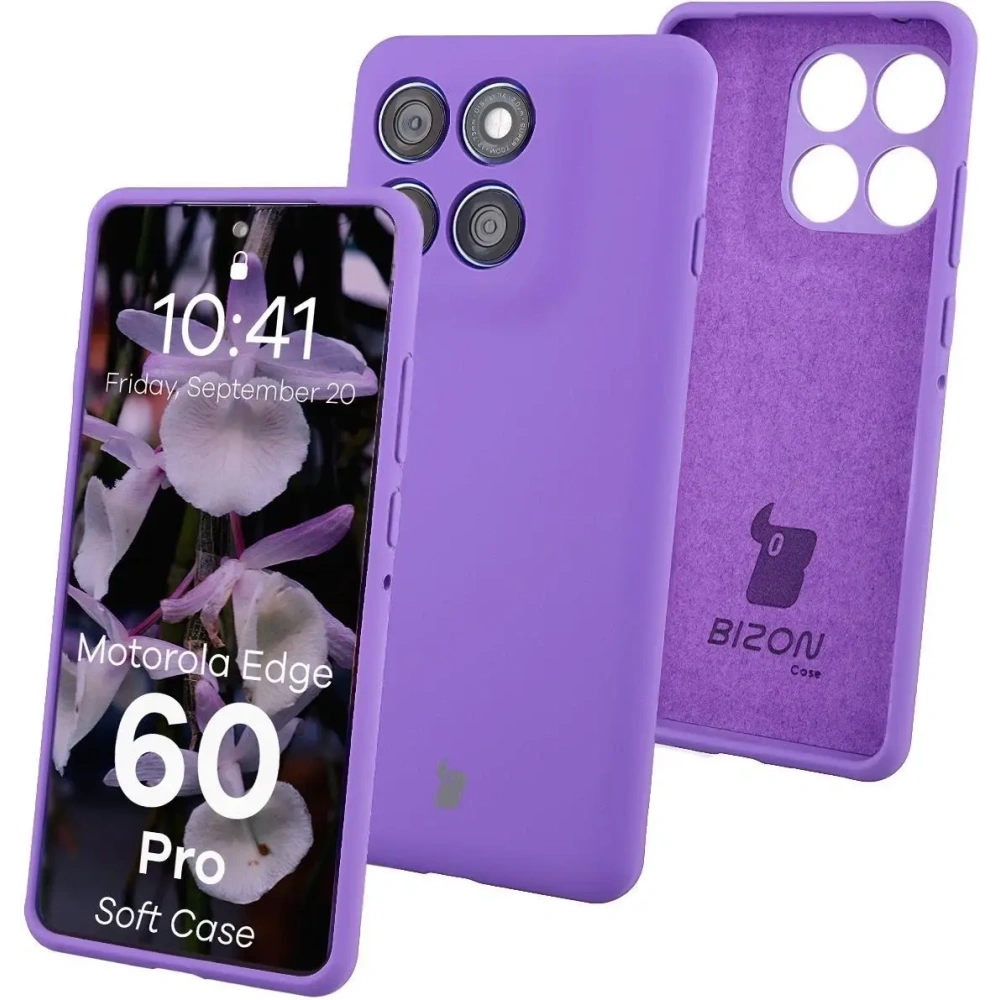 Silikonowe etui Bizon Soft Case do Motorola Edge 60 Pro fioletowe