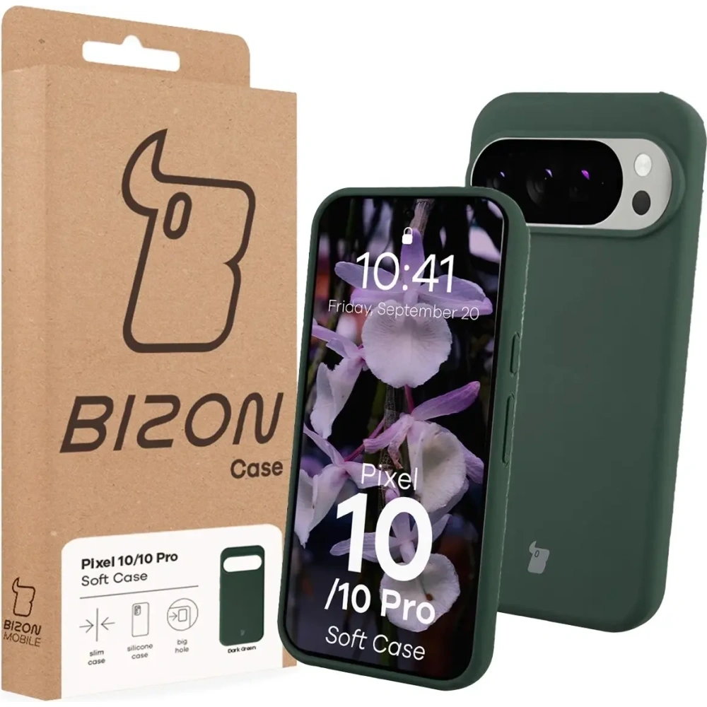 Silikonowe etui Bizon Soft Case do Google Pixel 10 / 10 Pro ciemnozielone